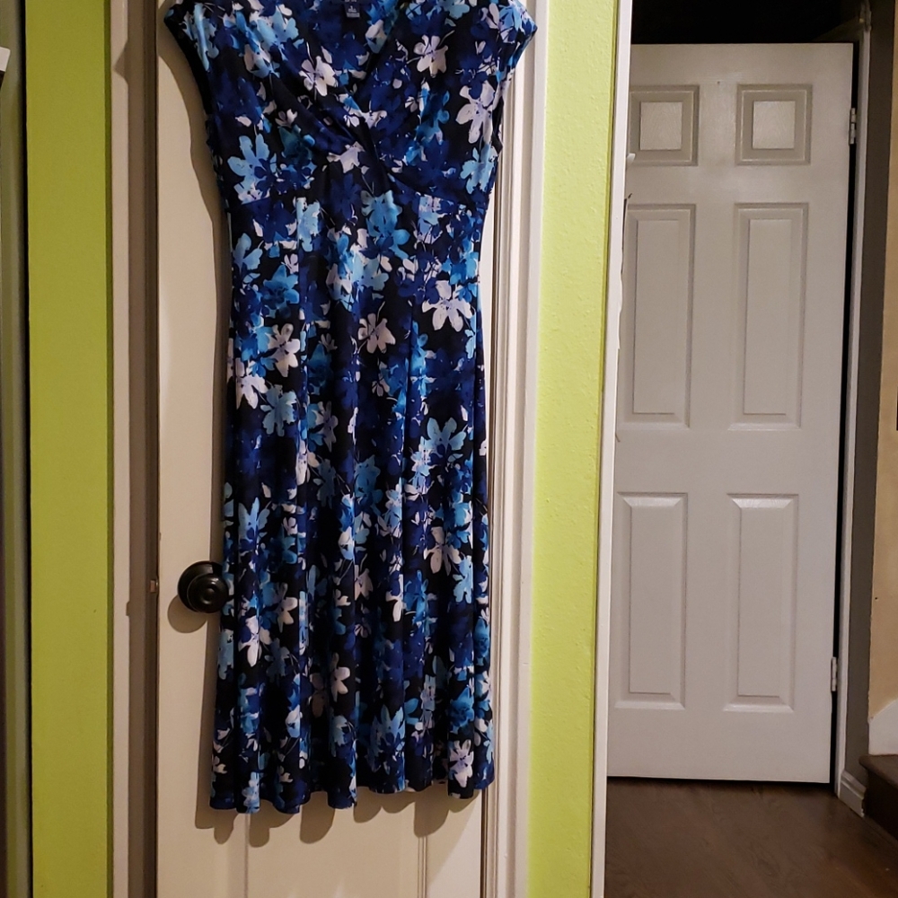 Blue floral dress, Chaps. Size S